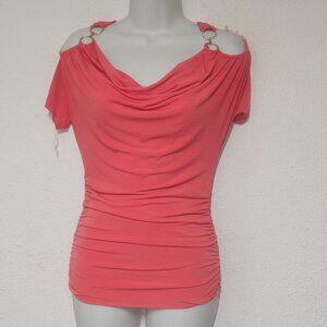 Grass Collections ** stylish cold shoulder top, Fushia in size XS